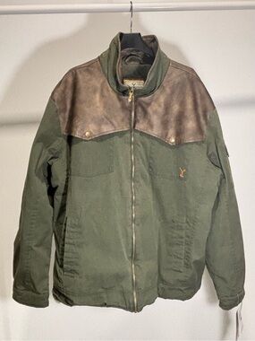 Yellowstone Men’s Green/Brown Dutton Ranch Zip/Snap Sherpa Lined Jacket XL